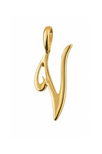 9ct yellow gold alphabet letter V pendant