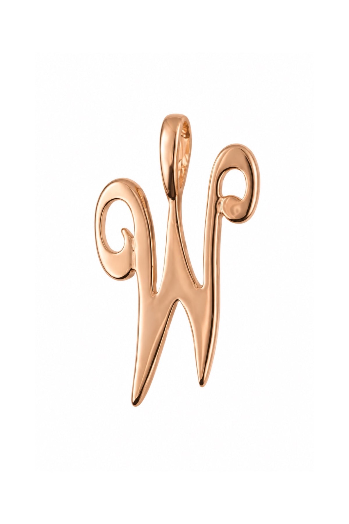 9ct rose gold alphabet letter W pendant