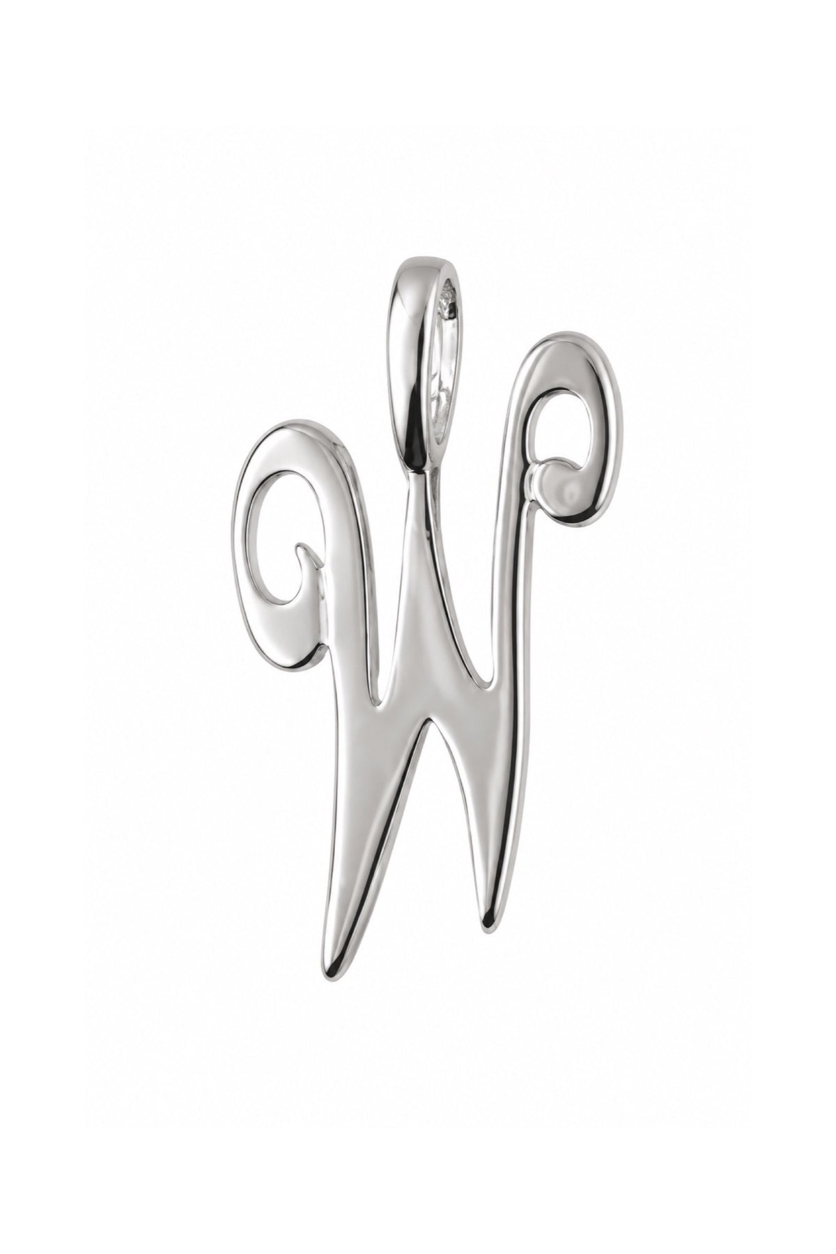 9ct white gold alphabet letter W pendant