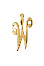 9ct yellow gold alphabet letter W pendant