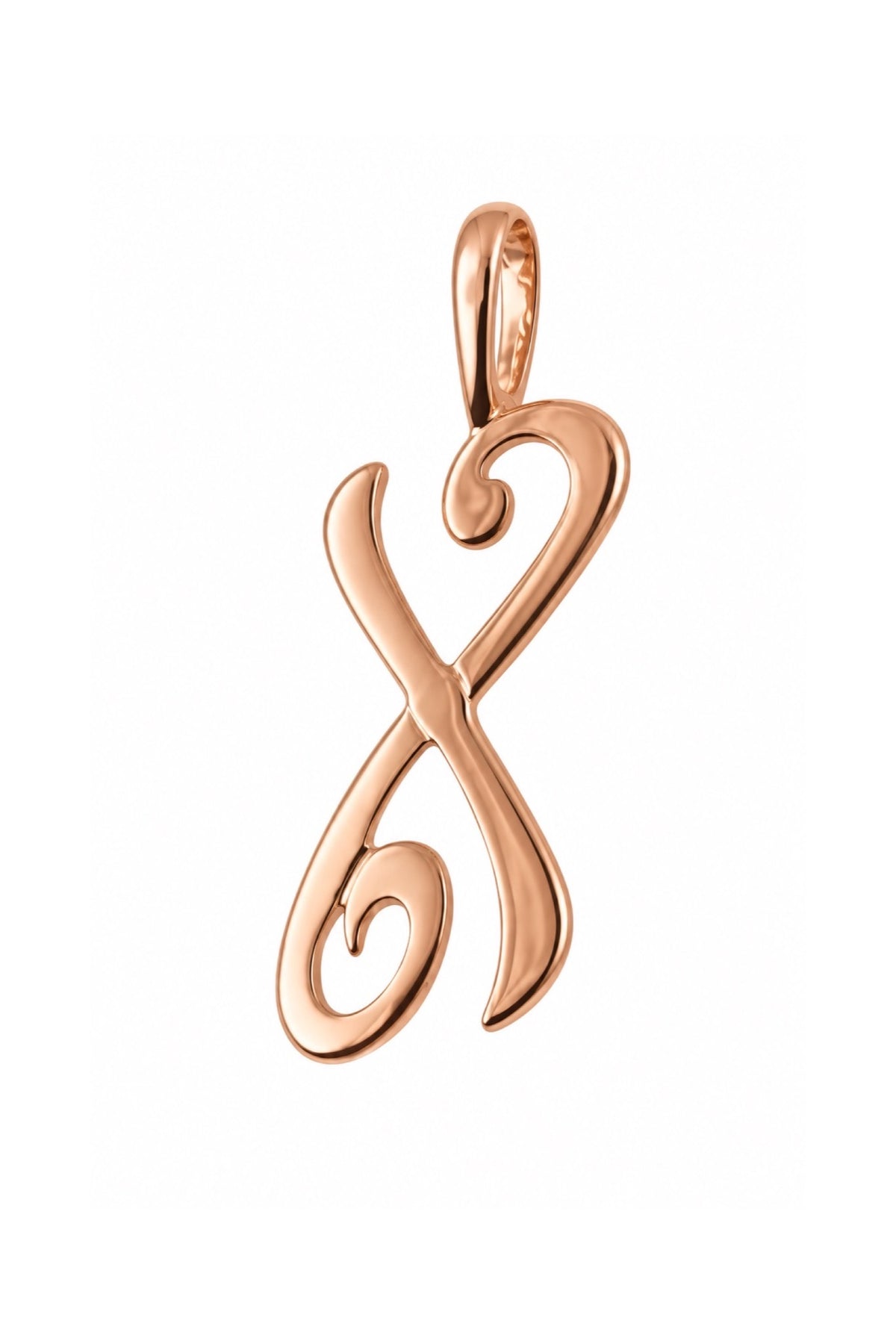 9ct rose gold alphabet letter X pendant
