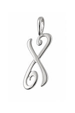 9ct white gold alphabet letter X pendant