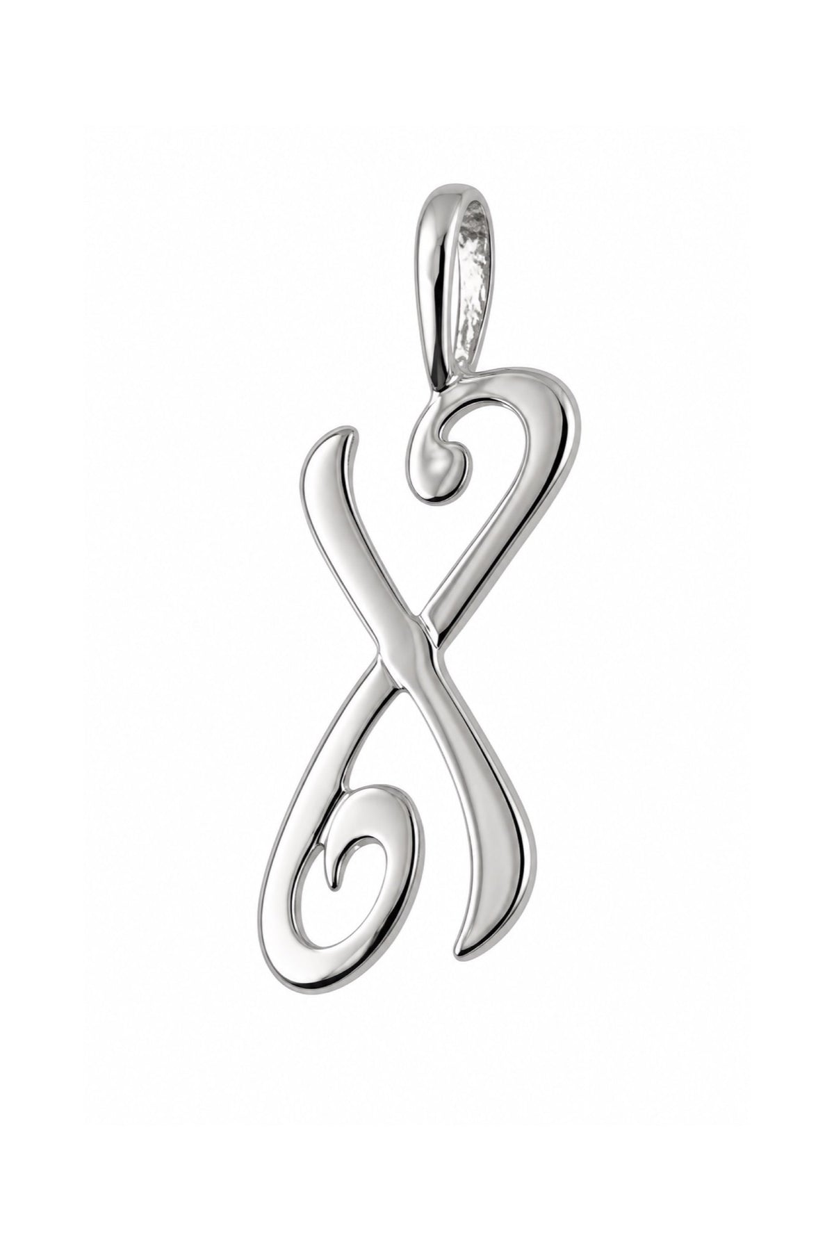 9ct white gold alphabet letter X pendant