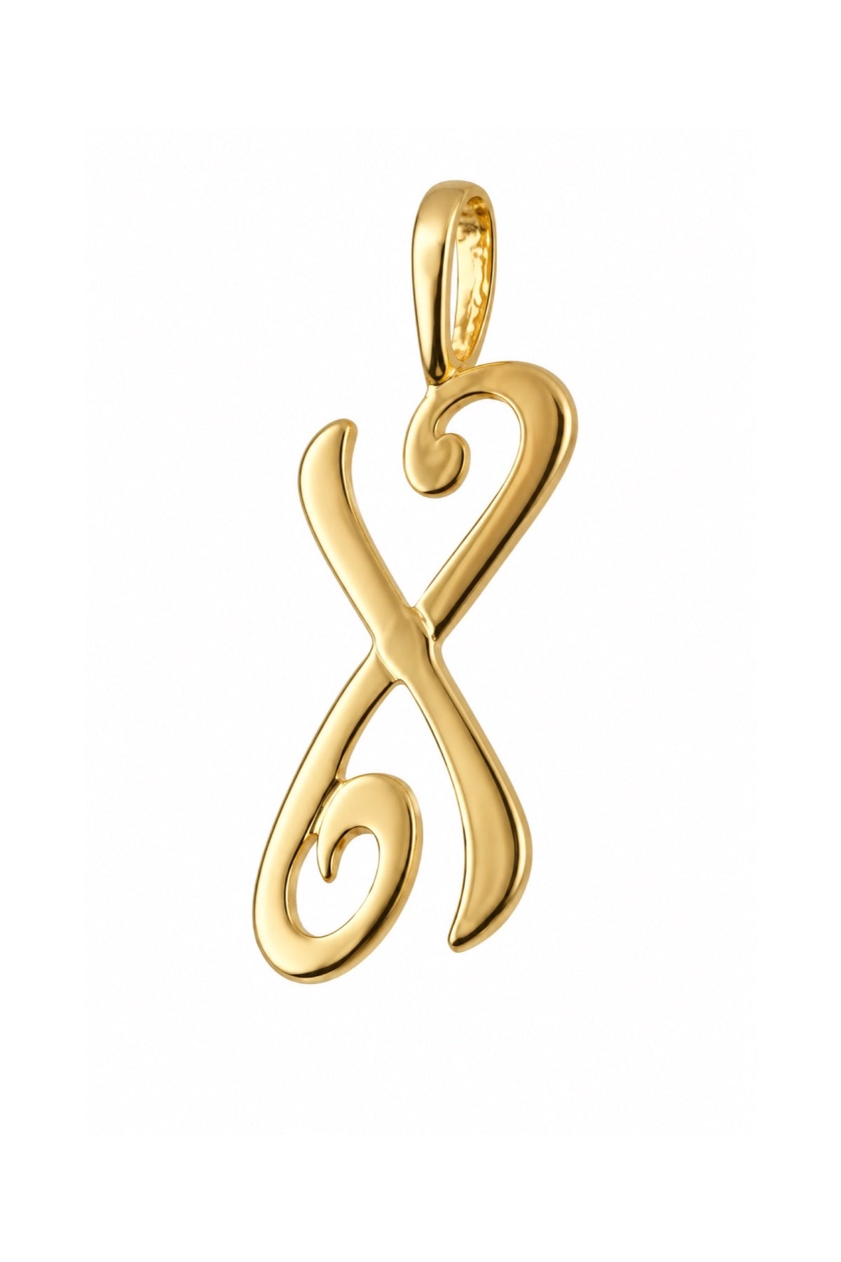 9ct yellow gold alphabet letter X pendant