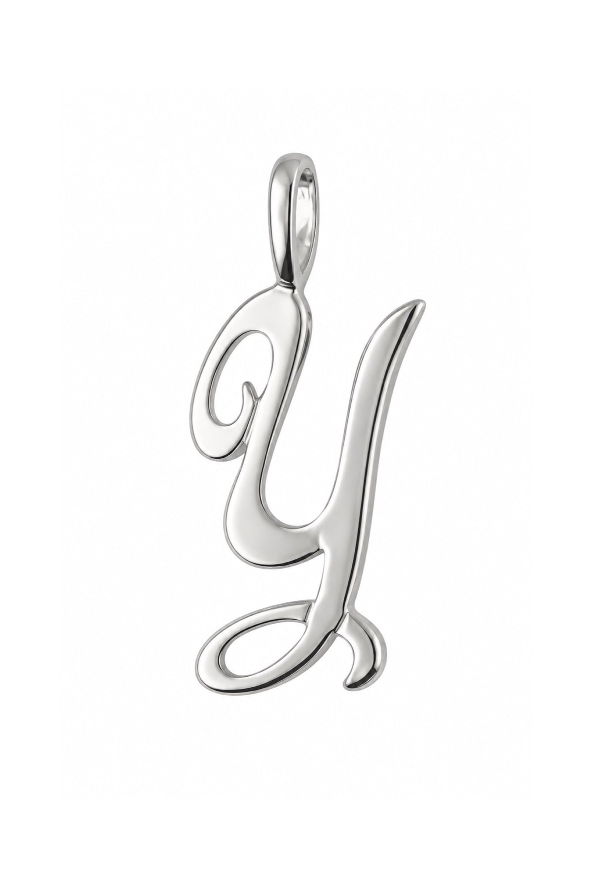 9ct white gold alphabet letter Y pendant