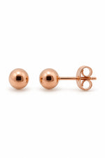 9ct rose gold 5mm ball stud earrings on a pure white background