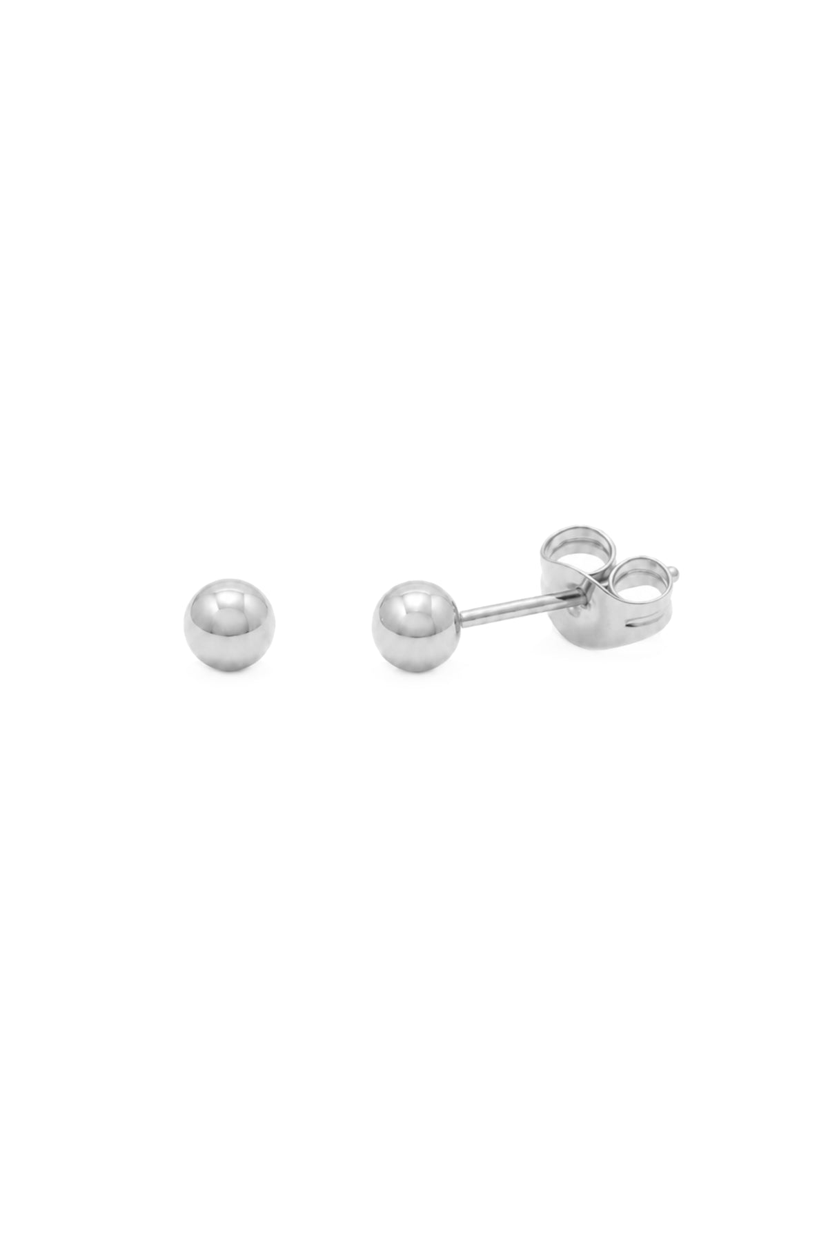 Classic 3mm Ball Stud Design Earrings in 9ct White Gold