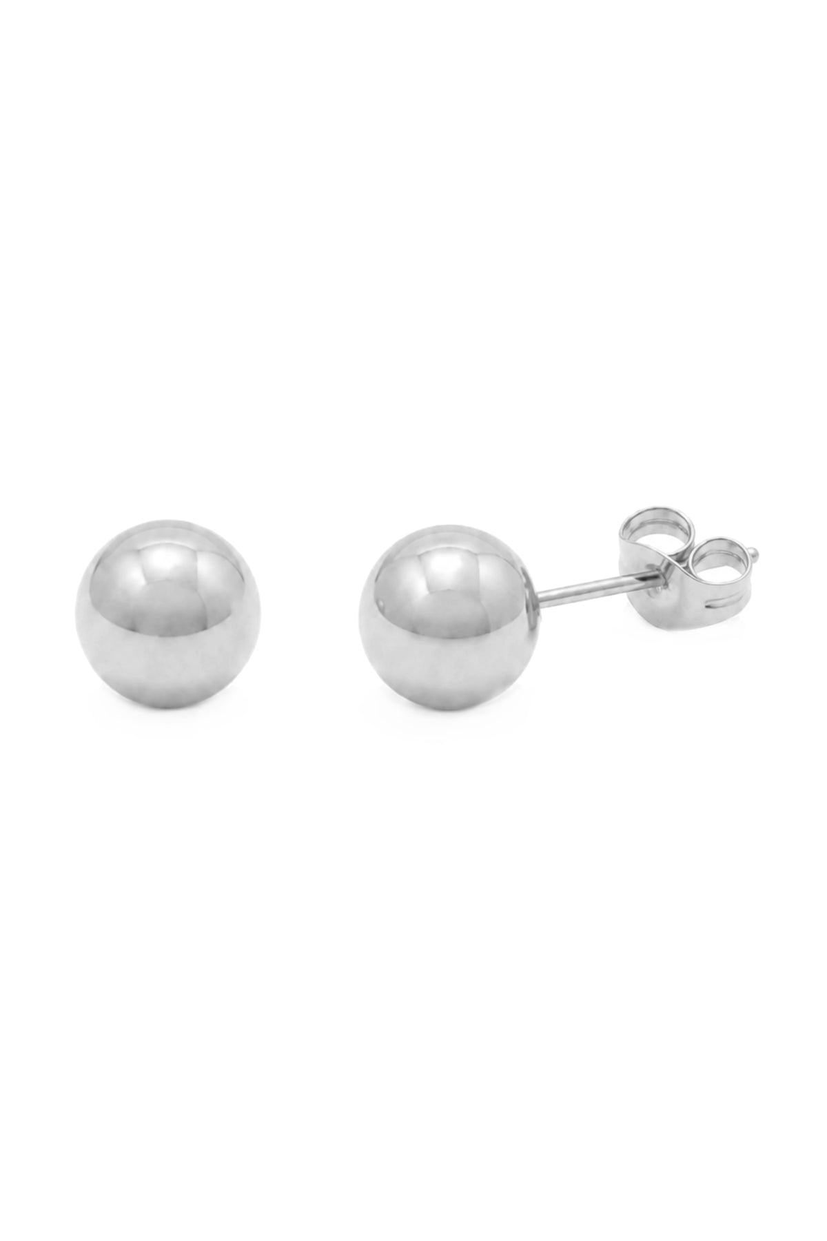 Classic 6mm Ball Stud Design Earrings in 9ct White Gold