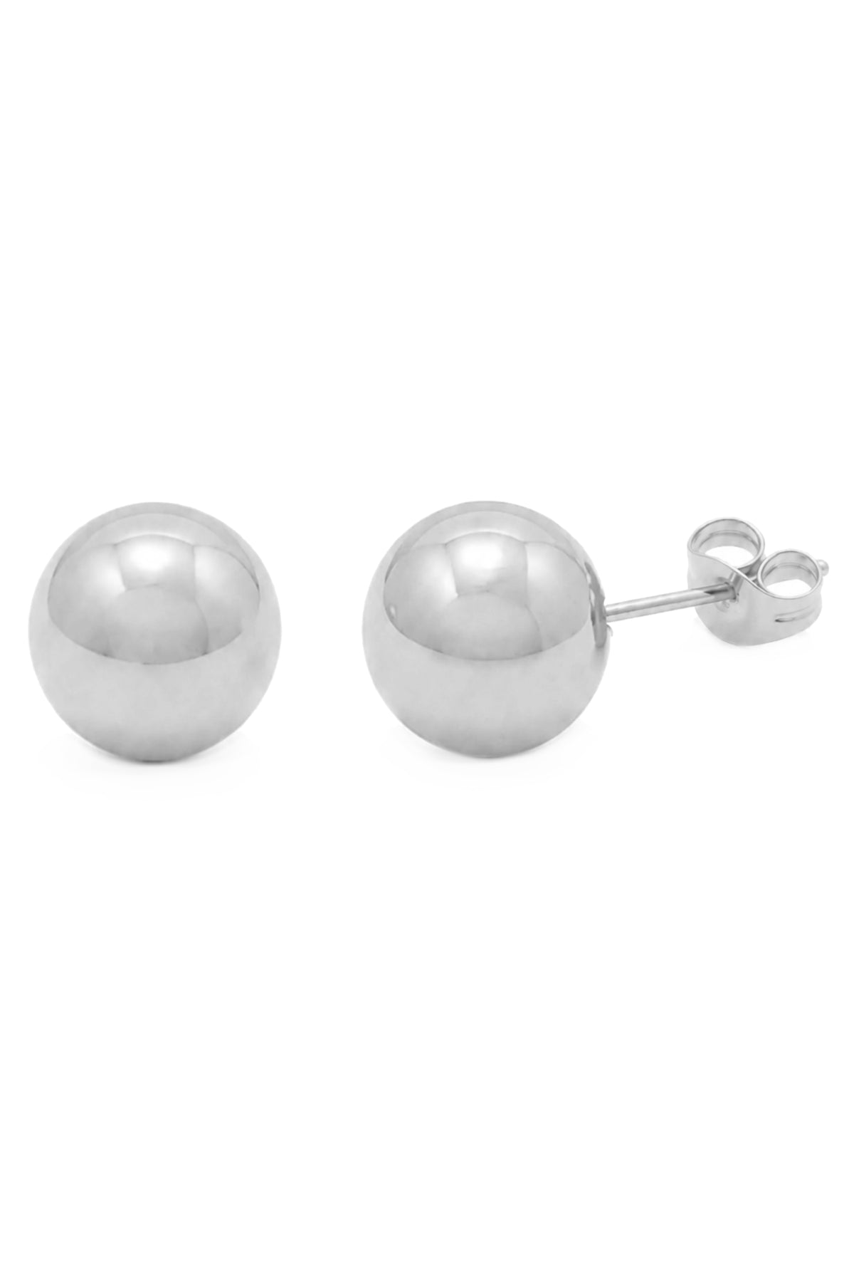 Classic 8mm Ball Stud Design Earrings in 9ct White Gold