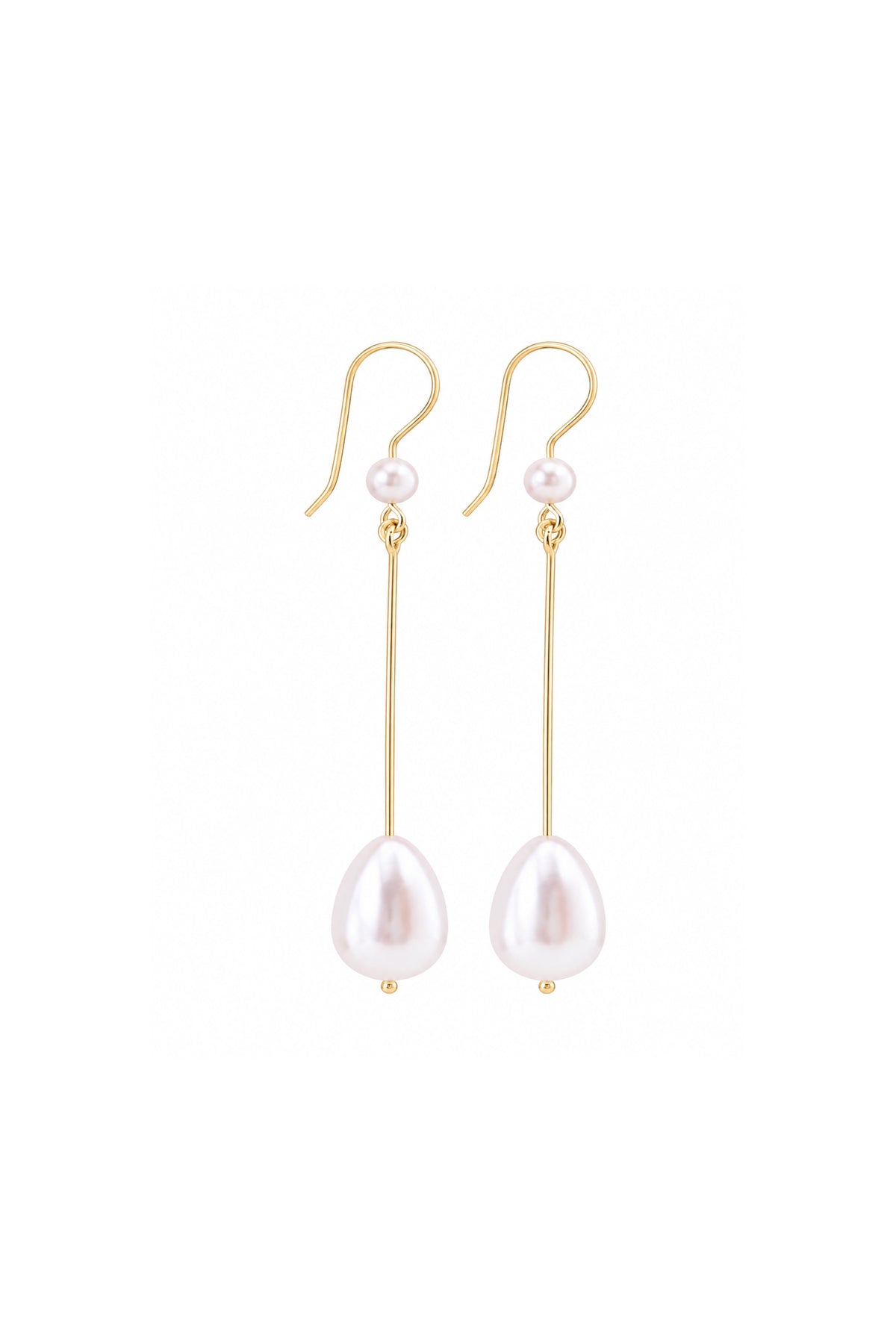 Teardrop Freshwater Pearl Drop Hook Earrings in 9ct Gold