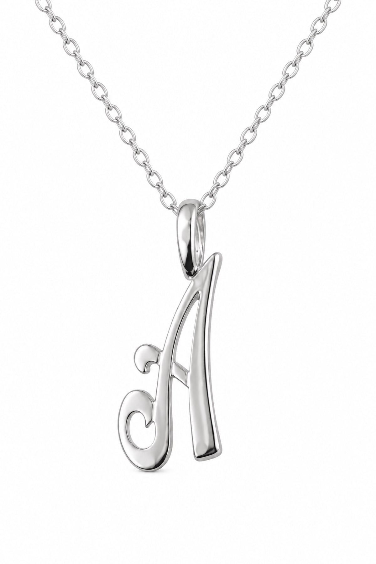 Alphabet Initial Charm Sterling Silver 45cm Necklace Letter A