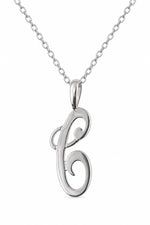 Alphabet Initial Charm Sterling Silver 45cm Necklace Letter C