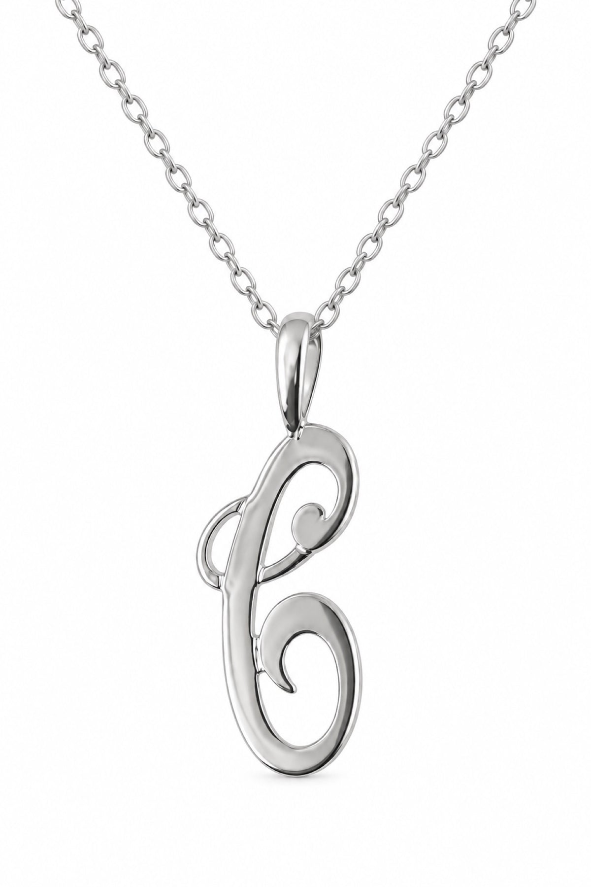 Alphabet Initial Charm Sterling Silver 45cm Necklace Letter C