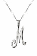 Alphabet Initial Charm Sterling Silver 45cm Necklace Letter M