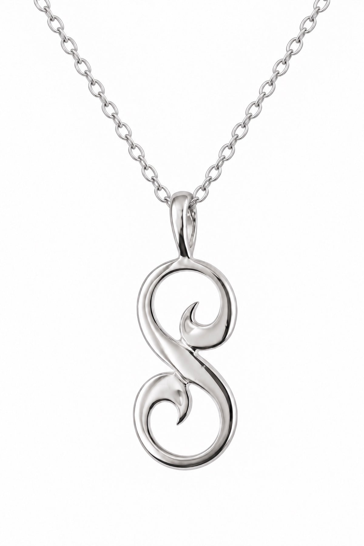 Alphabet Initial Charm Sterling Silver 45cm Necklace Letter S
