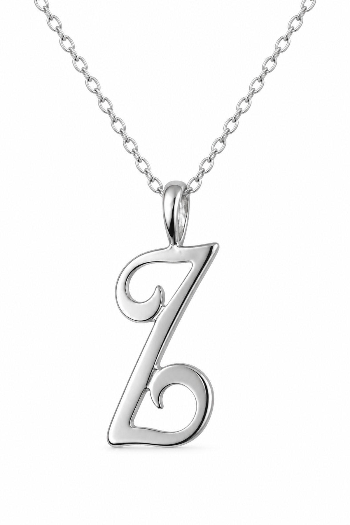 Alphabet Initial Charm Sterling Silver 45cm Necklace Letter Z