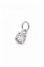 April four-claw birthstone charm pendant in Sterling Silver