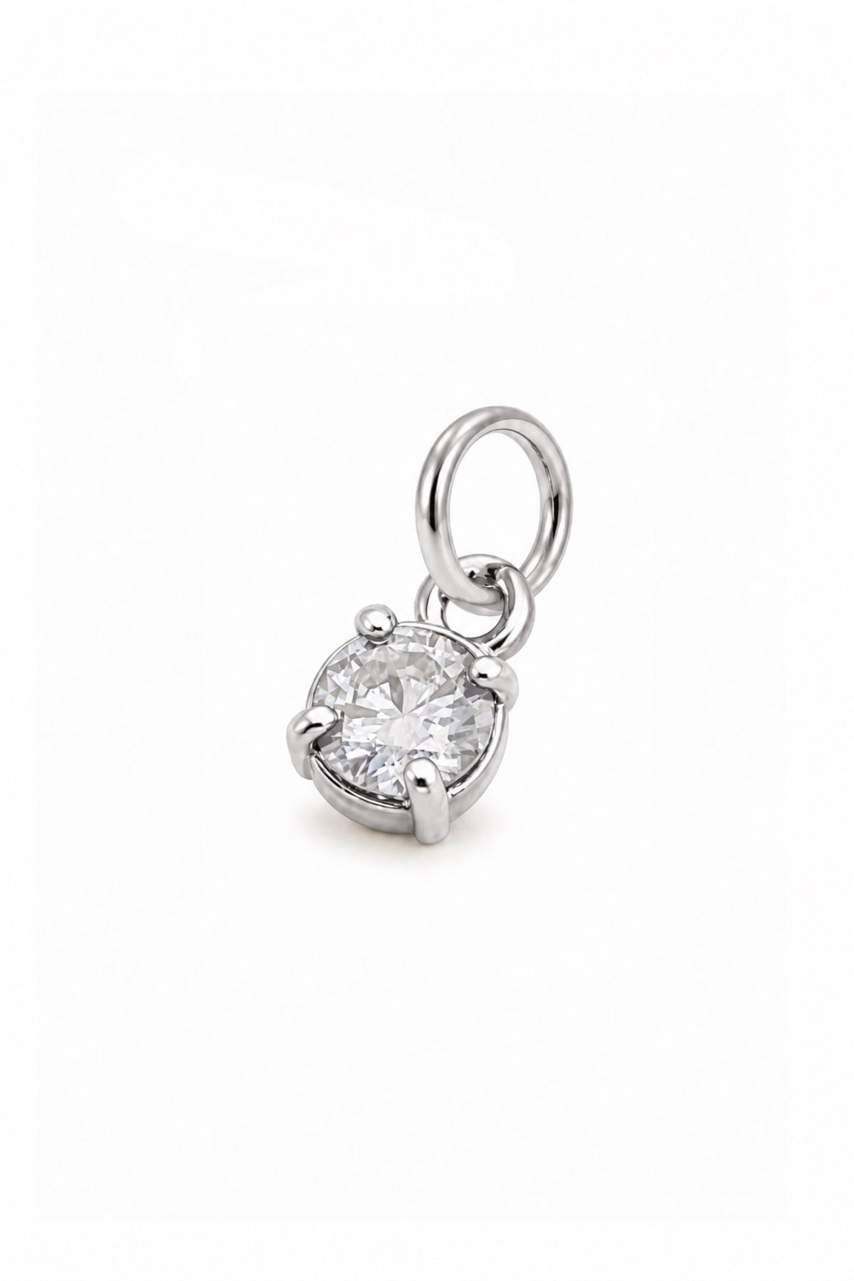 April four-claw birthstone charm pendant in Sterling Silver