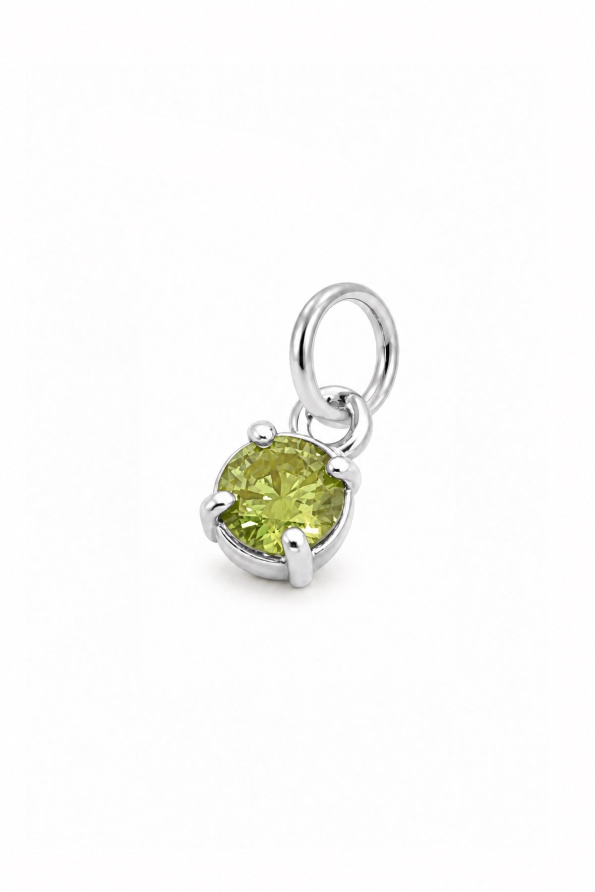 August four-claw birthstone charm pendant in Sterling Silver