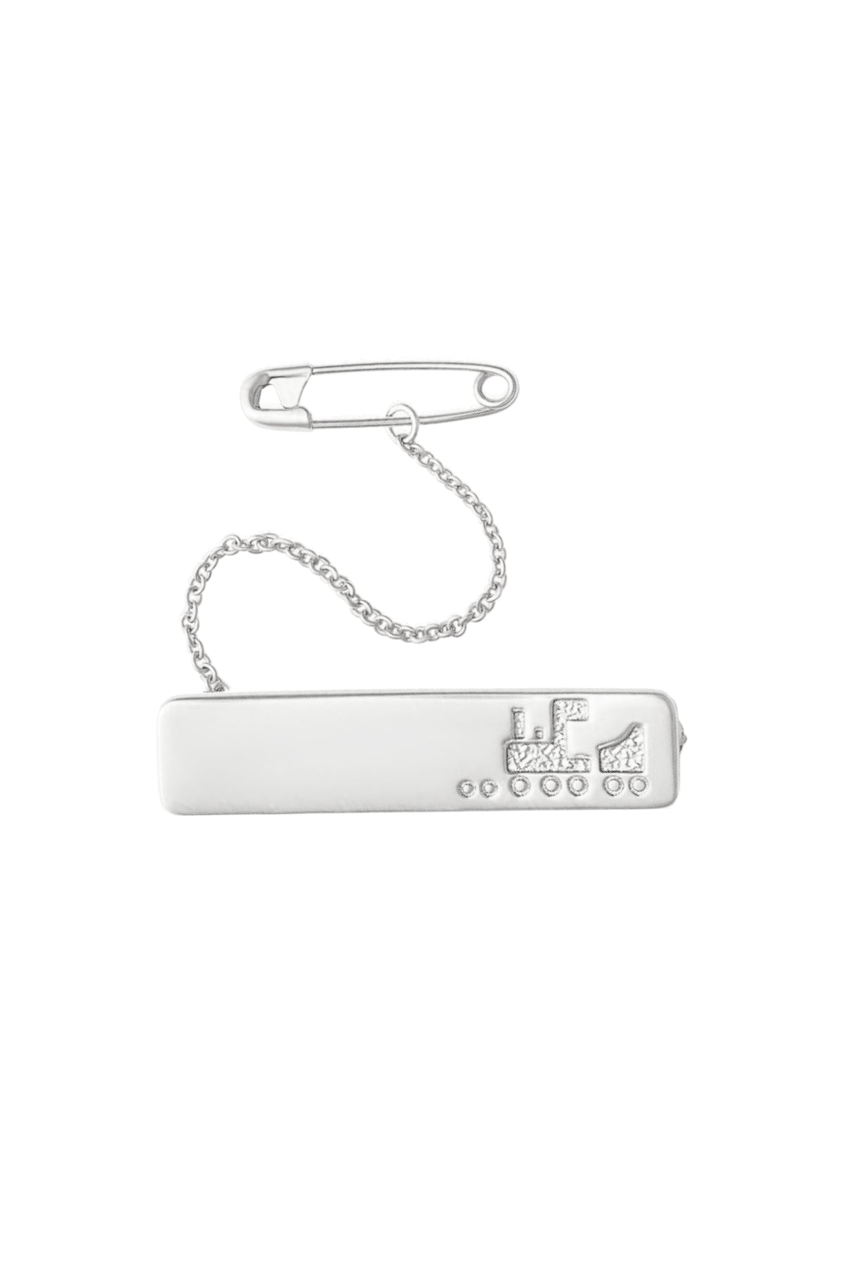Sterling Silver Baby Boy Train Identity Baby Brooch