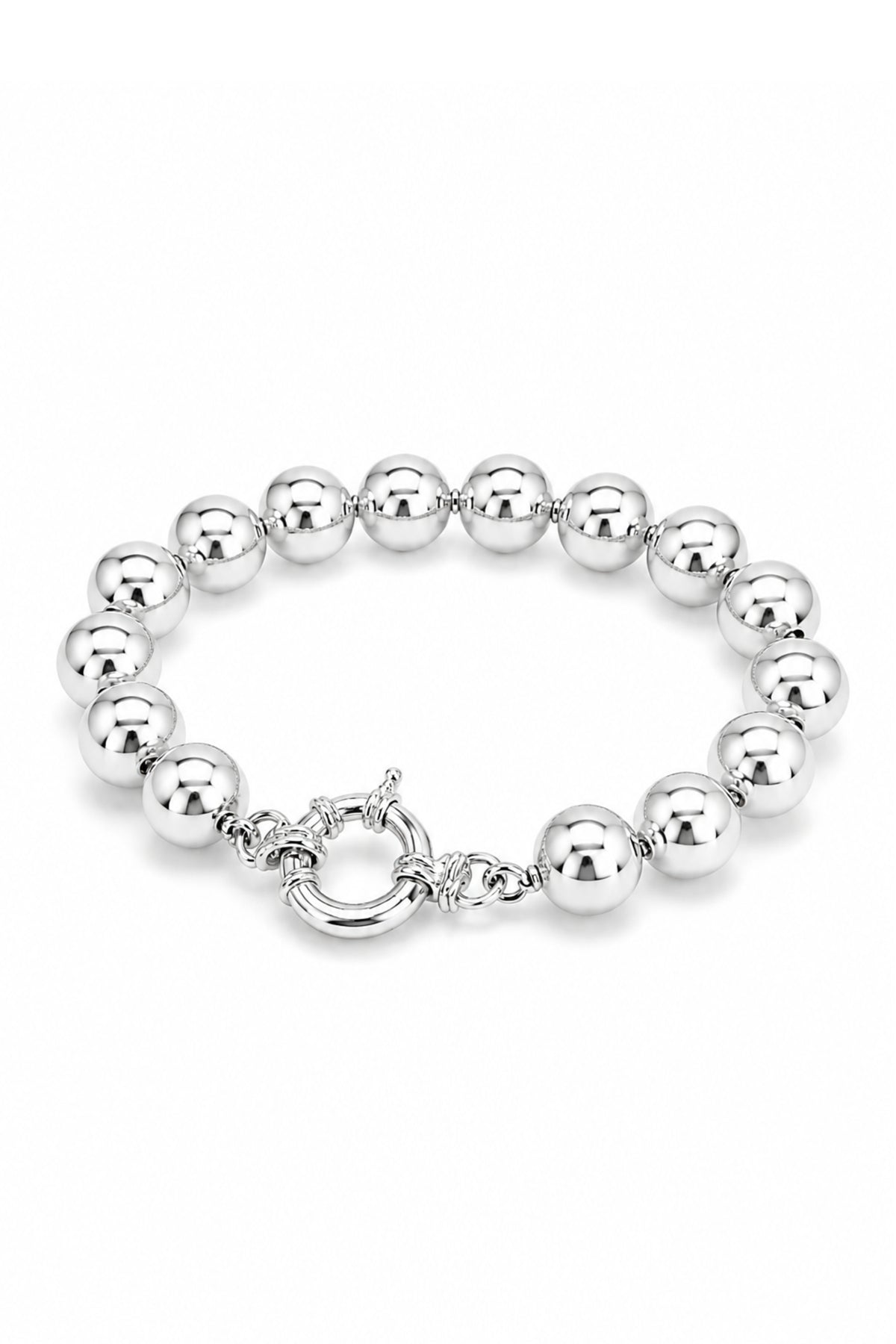 Sterling Silver 10mm Ball Bead Bolt Ring Bracelet