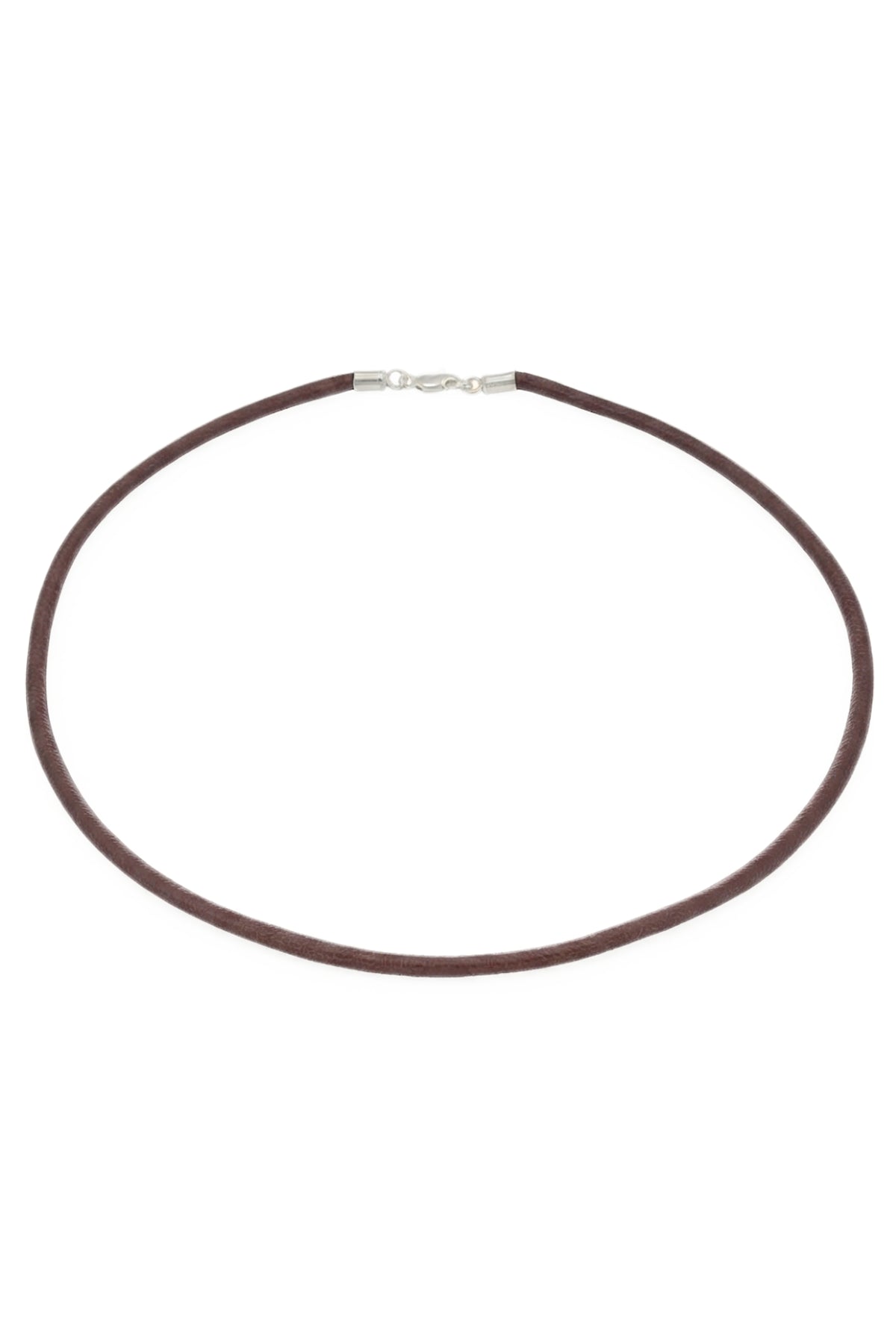 Unisex Sterling Silver 3mm Leather Necklace in Brown