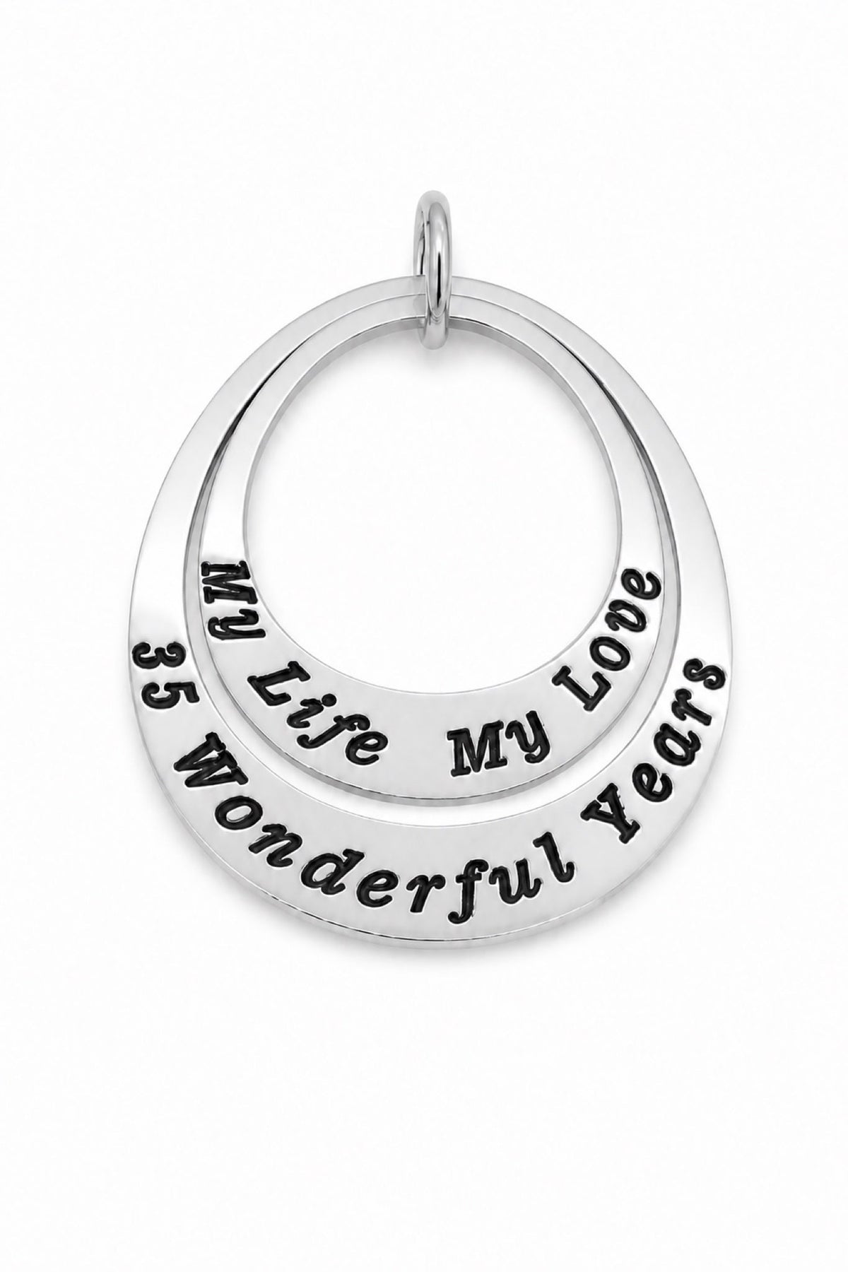 Coupled Oval Family Name Pendant - Oxidised engraving