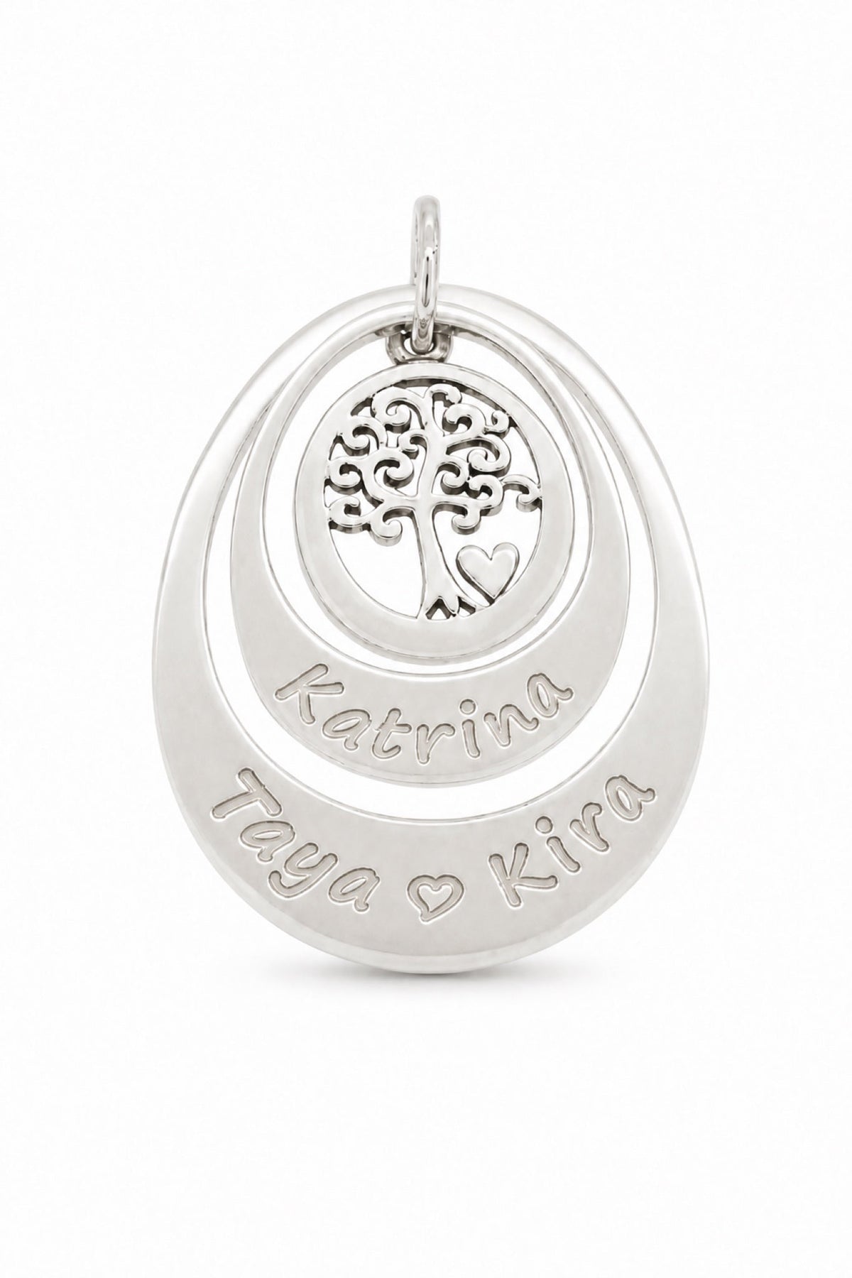 Double Oval Tree of Life Pendant - Natural engraving