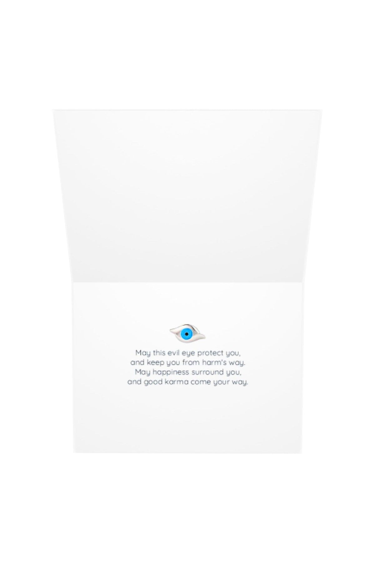 Folded evil eye greeting gift card on a white background