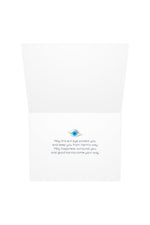 Folded evil eye greeting gift card on a white background