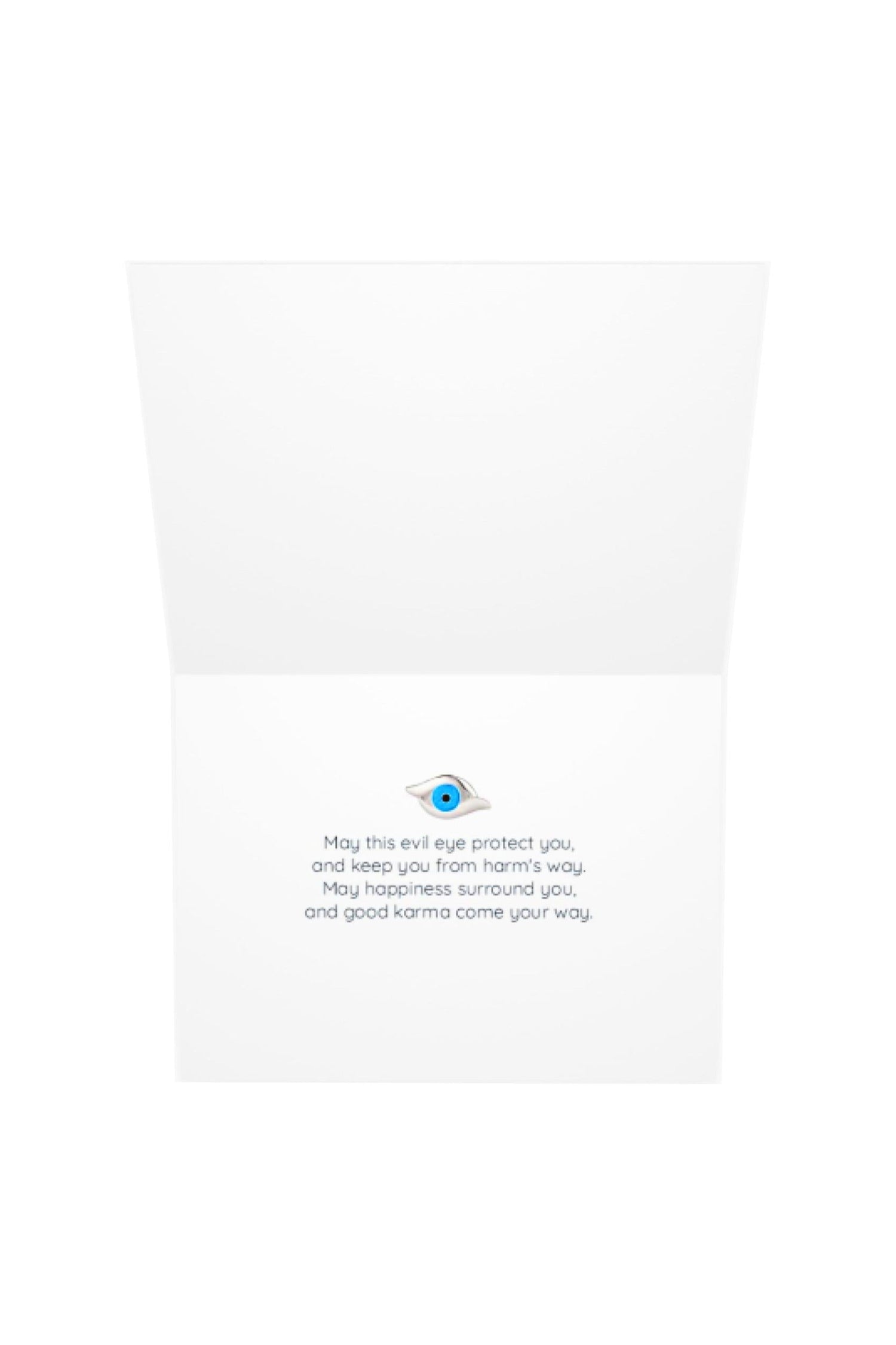 Folded evil eye greeting gift card on a white background