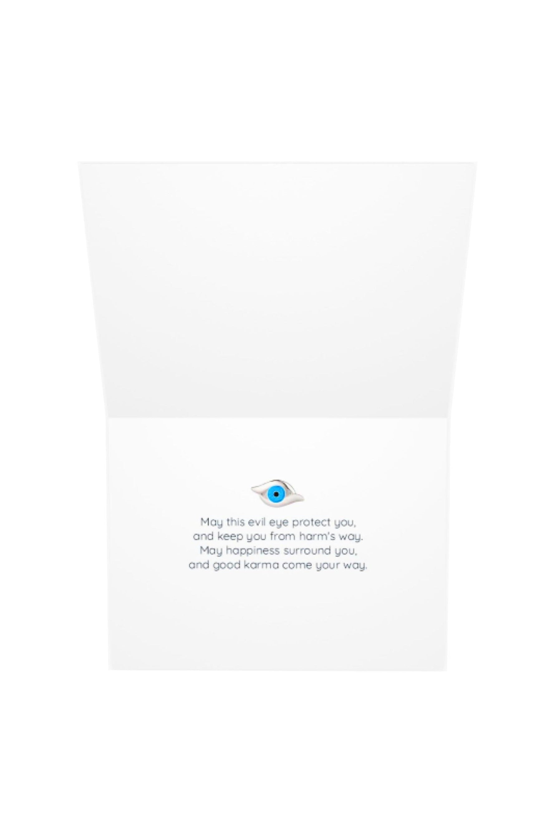 Folded evil eye greeting gift card on a white background