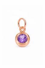 February birthstone charm pendant in 9ct Rose Gold