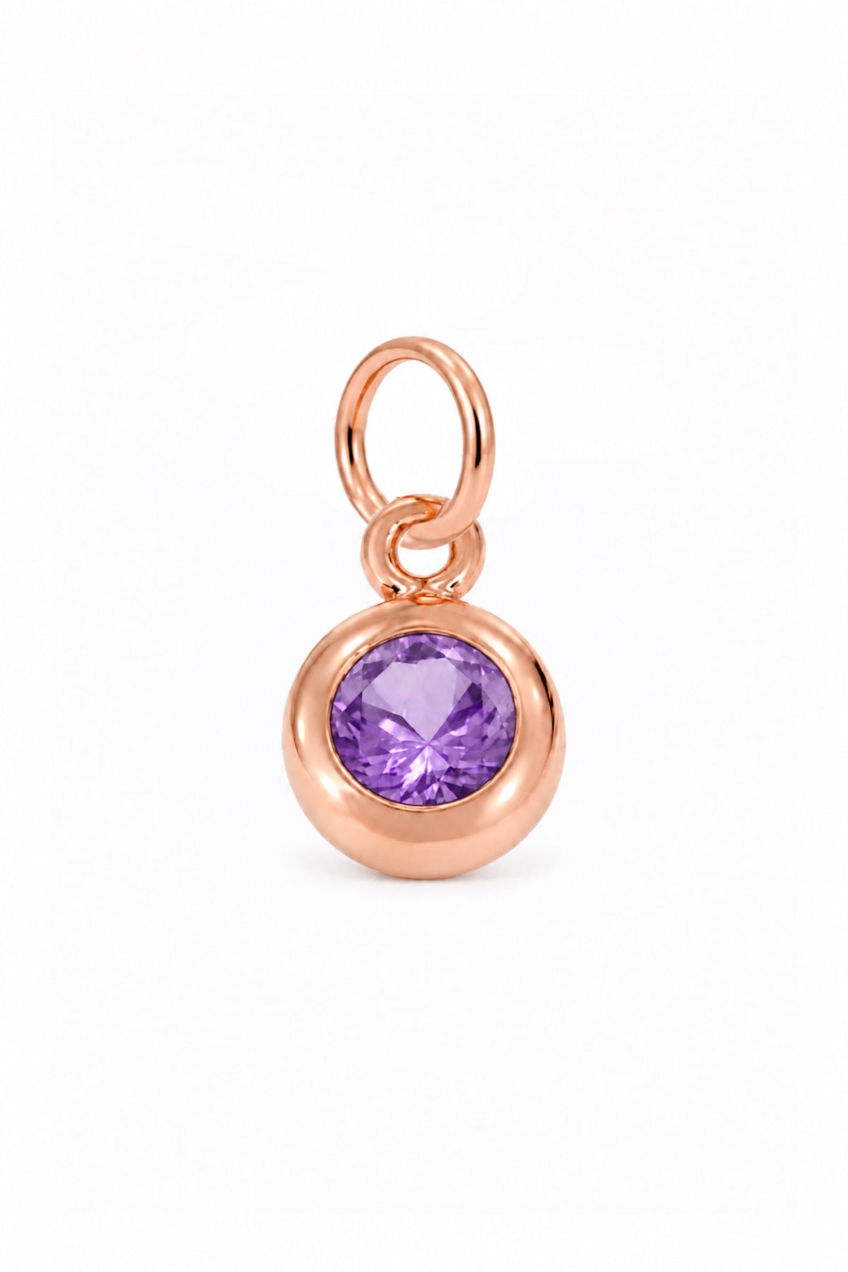 February birthstone charm pendant in 9ct Rose Gold