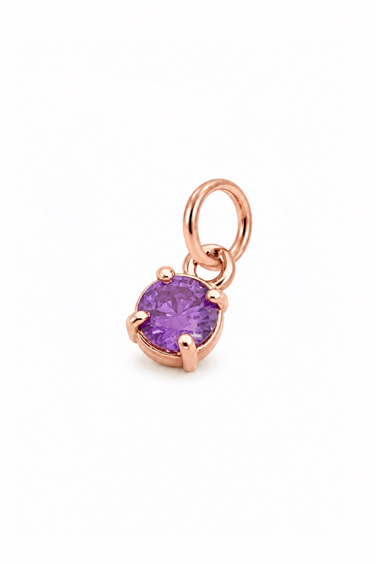 February four-claw birthstone charm pendant in 9ct Rose Gold