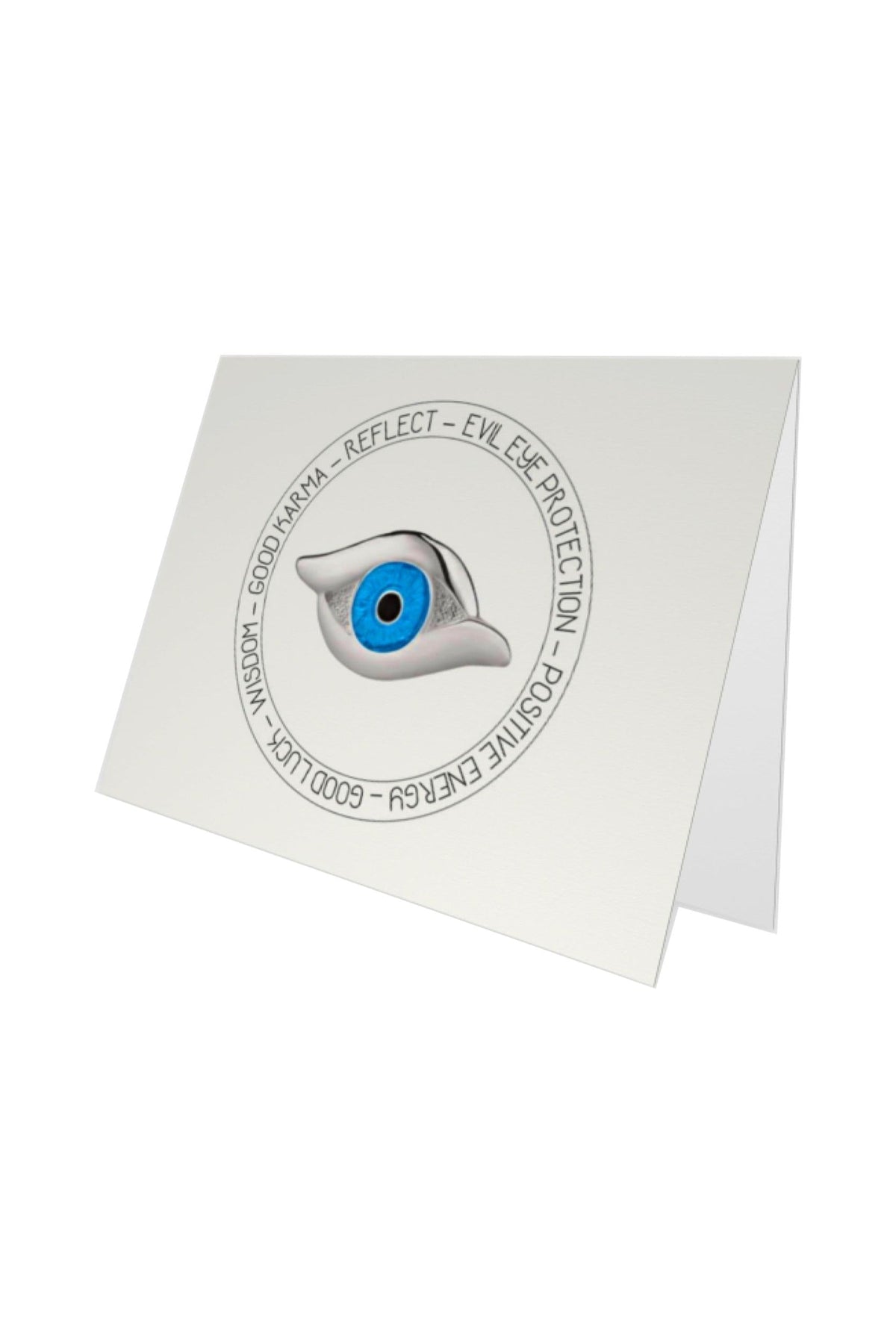 Folded evil eye greeting gift card on a white background