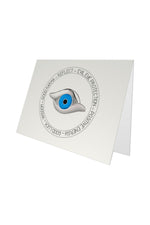 Folded evil eye greeting gift card on a white background