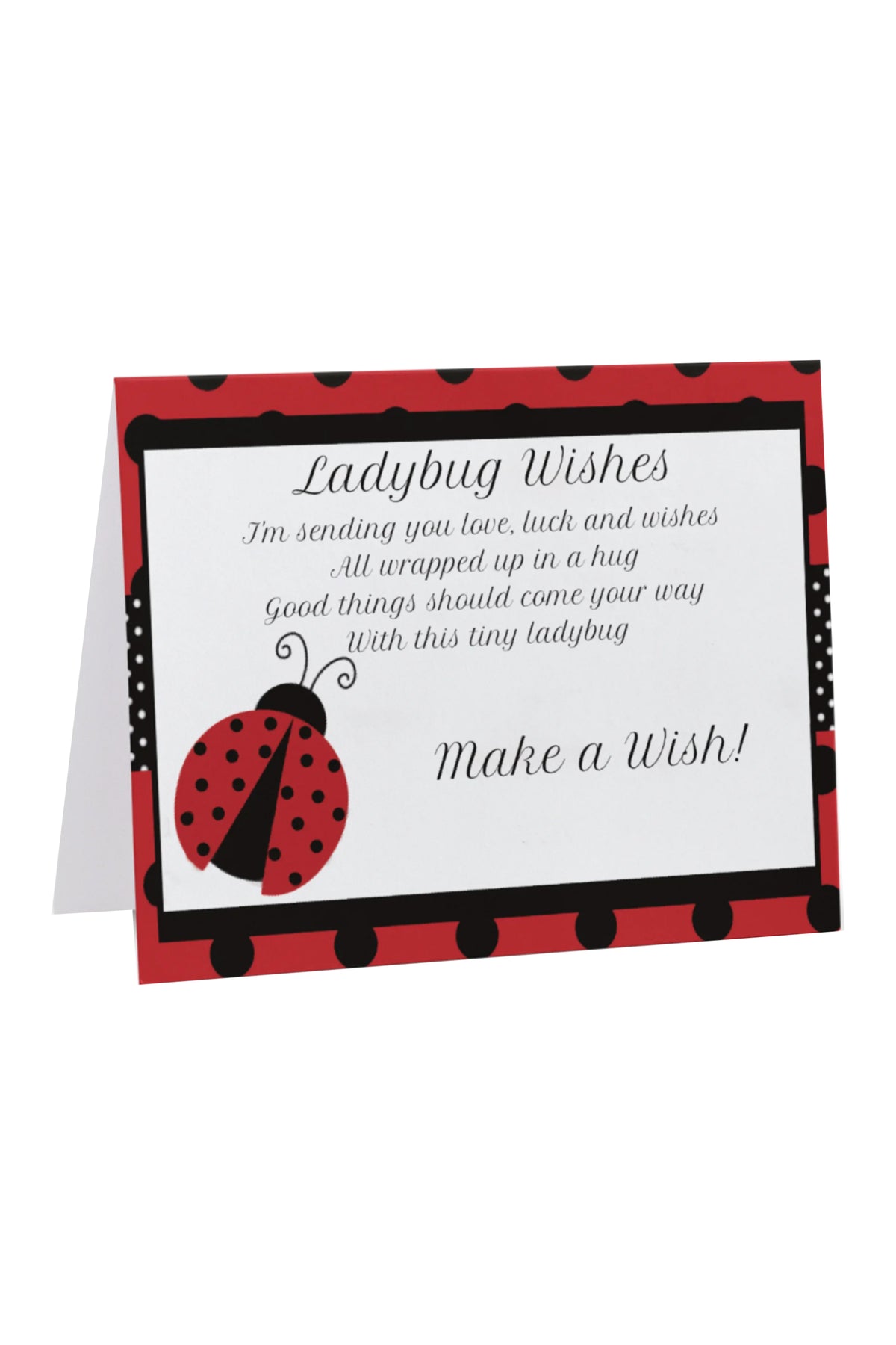 Greeting Gift Card Folded Ladybug Wishes