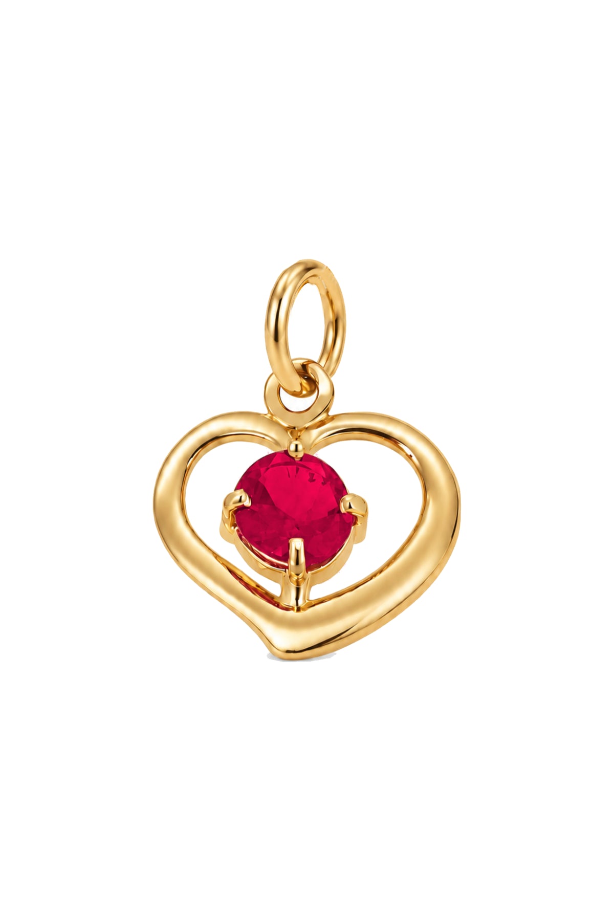 Birthstone Love Heart Charm Pendant in 9ct Gold