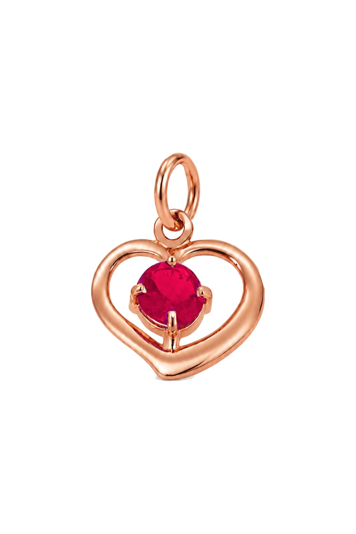 Birthstone Love Heart Charm Pendant in 9ct Rose Gold