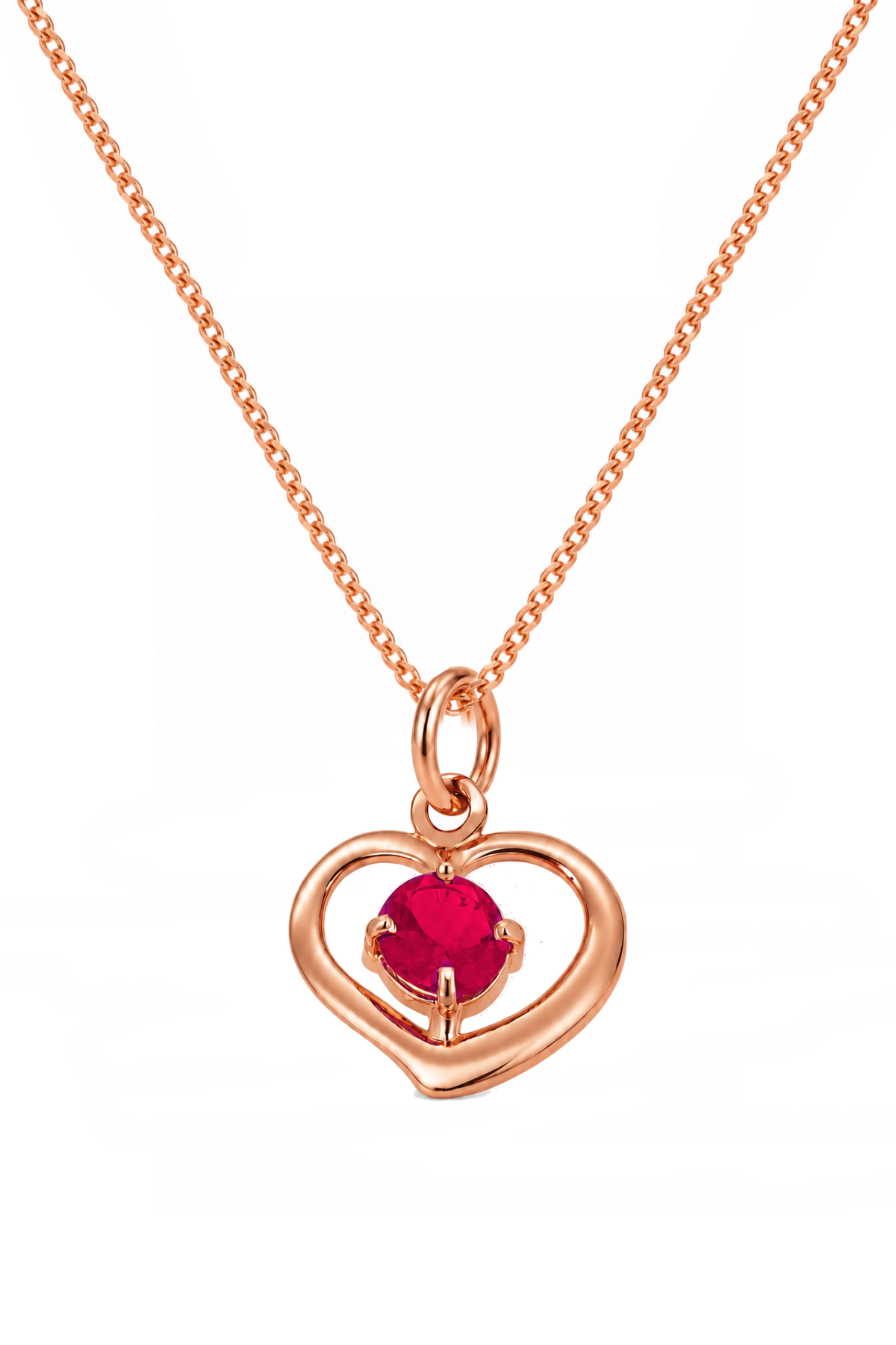 Birthstone Love Heart Charm Pendant in 9ct Rose Gold