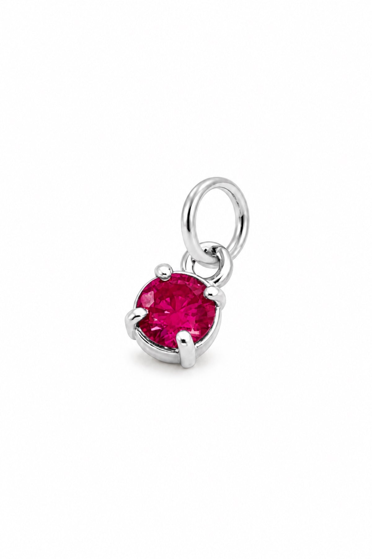 July four-claw birthstone charm pendant in Sterling Silver