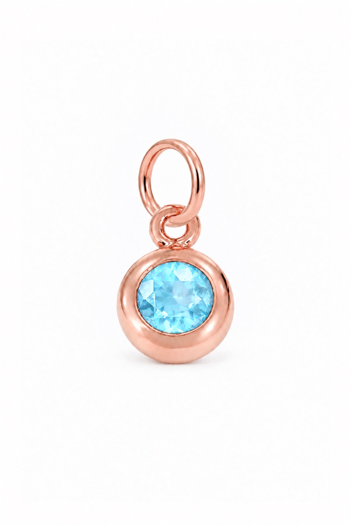 March birthstone charm pendant in 9ct Rose Gold