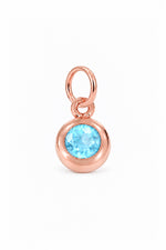 March birthstone charm pendant in 9ct Rose Gold