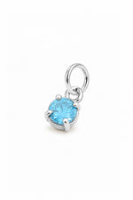 March four-claw birthstone charm pendant in Sterling Silver
