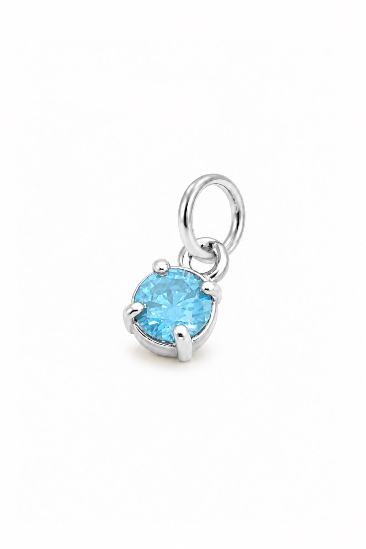 March four-claw birthstone charm pendant in Sterling Silver