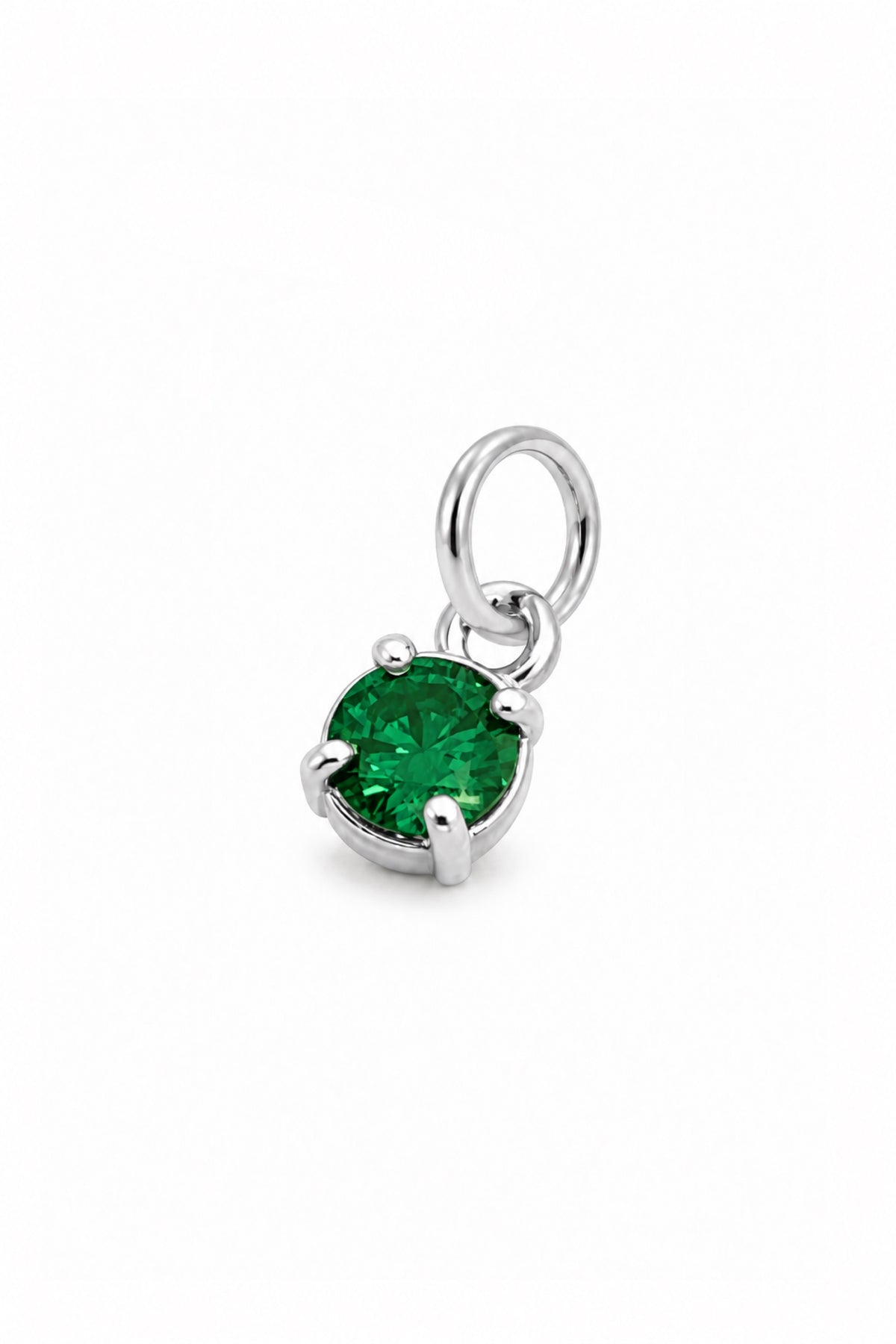 May four-claw birthstone charm pendant in Sterling Silver