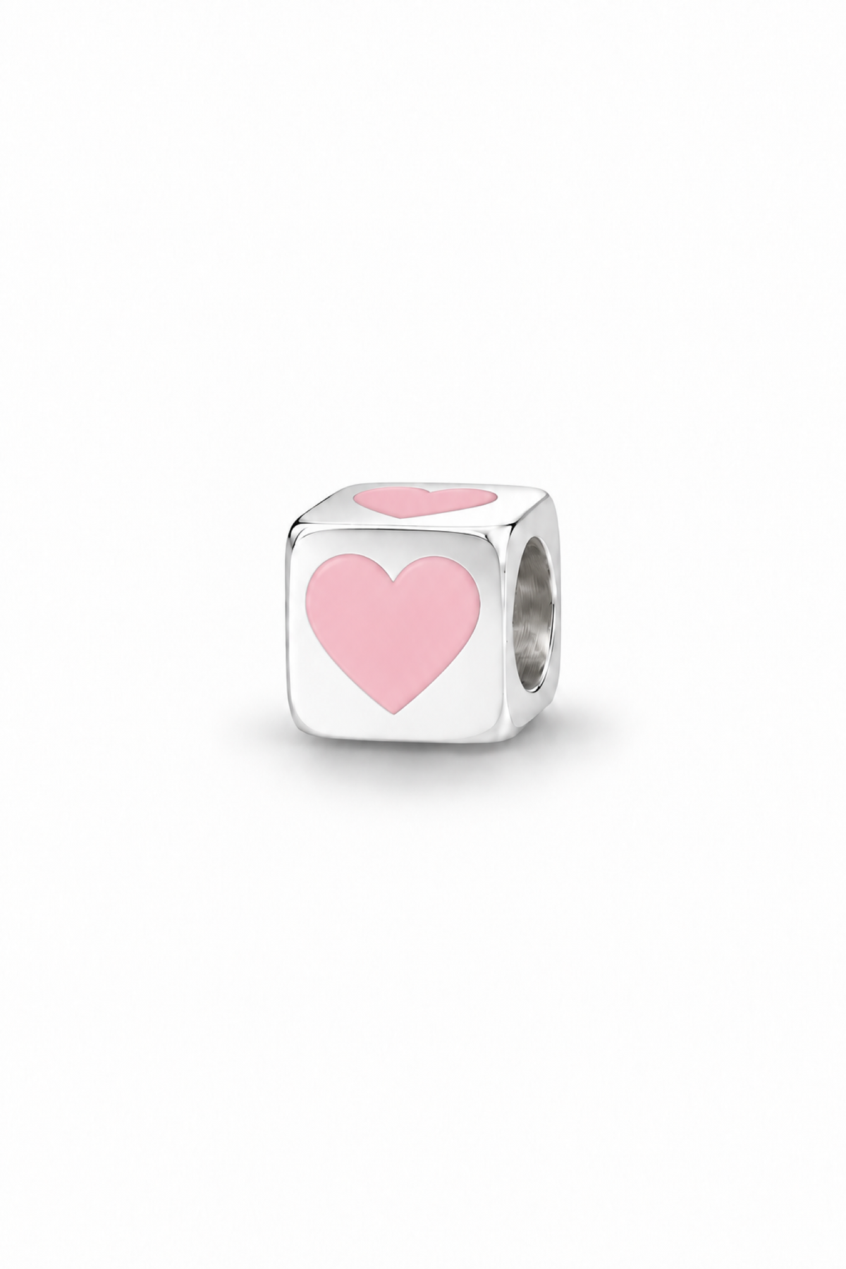 My Little Angel Babylinks 6mm Cube Heart sterling silver bead charm