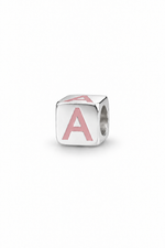 My Little Angel Babylinks Pink Letter A sterling silver bead charm