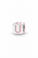 My Little Angel Babylinks Pink Letter U sterling silver bead charm